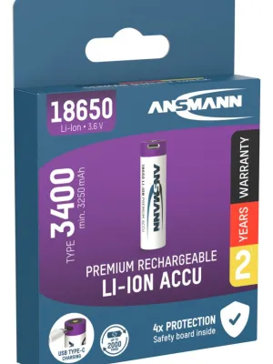 Akumulator Ansmann Li-Ion 18650 typ 3400 z USB-C