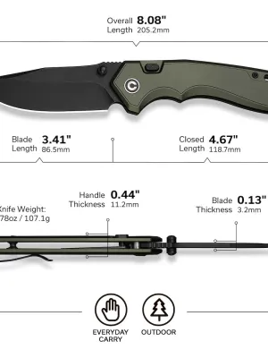 Nóż CIVIVI ELITE Brova S35VN Forest Green Alu