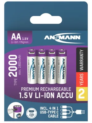 Akumulatory Ansmann Li-Ion AA typ 2000, 4 szt