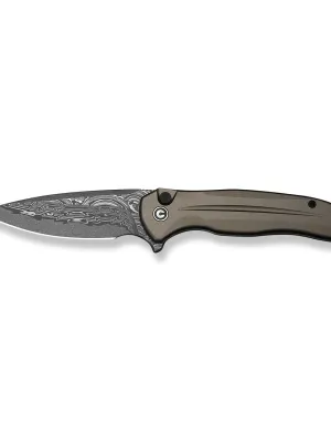 Nóż CIVIVI Button Lock Kitefin Damast Grey Alu