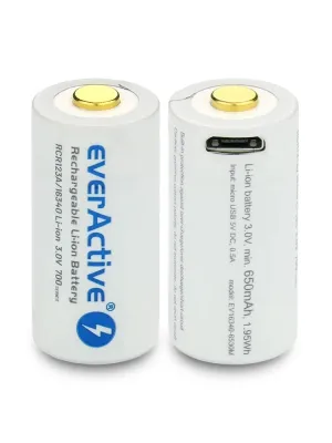 Akumulator everActive CR123A 3V Li-ion 700mAh mUSB
