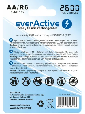Akumulatorki everActive R6/AA 2600 mAh, 4 szt.