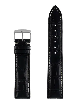 Pasek skórzany Zeppelin, czarny 22 mm