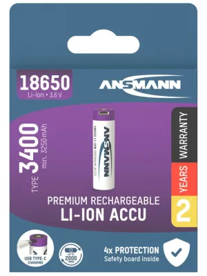 Akumulator Ansmann Li-Ion 18650 typ 3400 z USB-C
