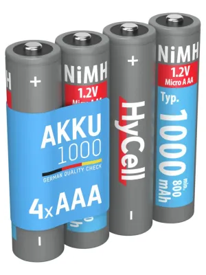 Akumulatory HyCell NiMH AAA / HR03 typ 1000, 4 szt