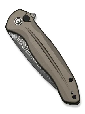 Nóż CIVIVI Button Lock Kitefin Damast Grey Alu