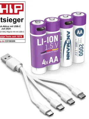 Akumulatory Ansmann Li-Ion AAA typ 500, 4 szt