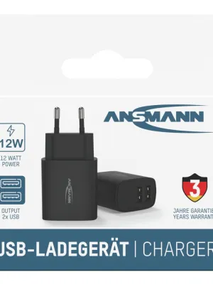 Ładowarka Ansmann HC212 czarna 2x USB 12W, 2.4A