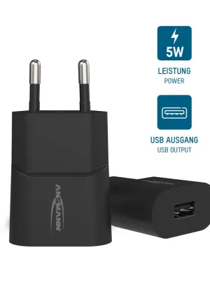 Ładowarka Ansmann HC105 czarna USB 5W, 1A
